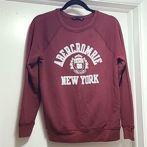 Abercrombie & Fitch Maroon New York Logo Crewneck Sweatshirt